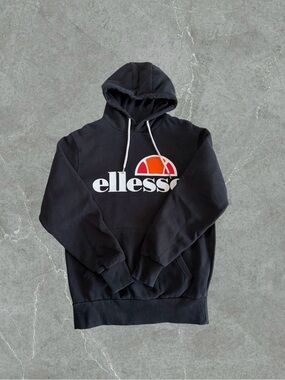 Ellesse Black Hoodie with Orange & Red Logo